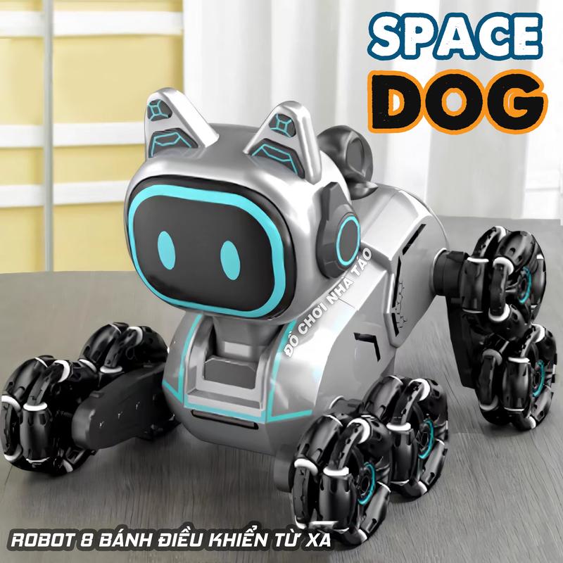 Đồ chơi chú chó máy Robot 8 bánh Sliver biểu diễn kỹ năng điều khiển từ xa cao cấp sử dụng pin sạc âm thanh đèn led - Xe Rô bốt Điều Khiển Từ Xa 8 Bánh Toy