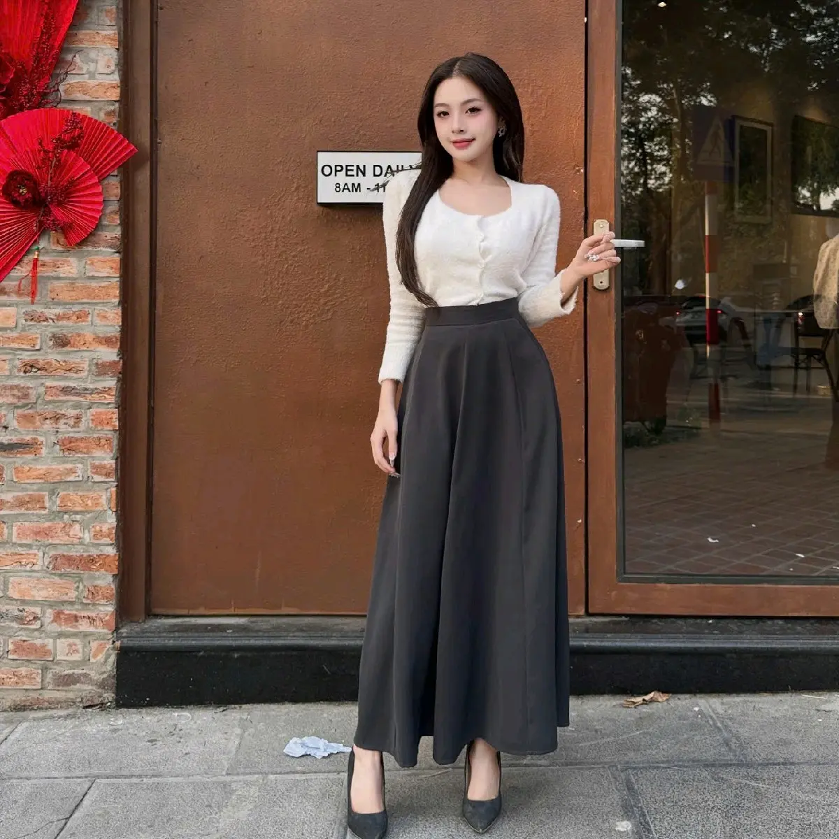 Chân váy nàng thơ OLIVE 8 mảnh,chân váy xòe dáng chữ A lả lướt chất vải Hàn Quốc mềm mịn thoáng mát,tôn dáng hỗ trợ che khuyết điểm Nữ Women