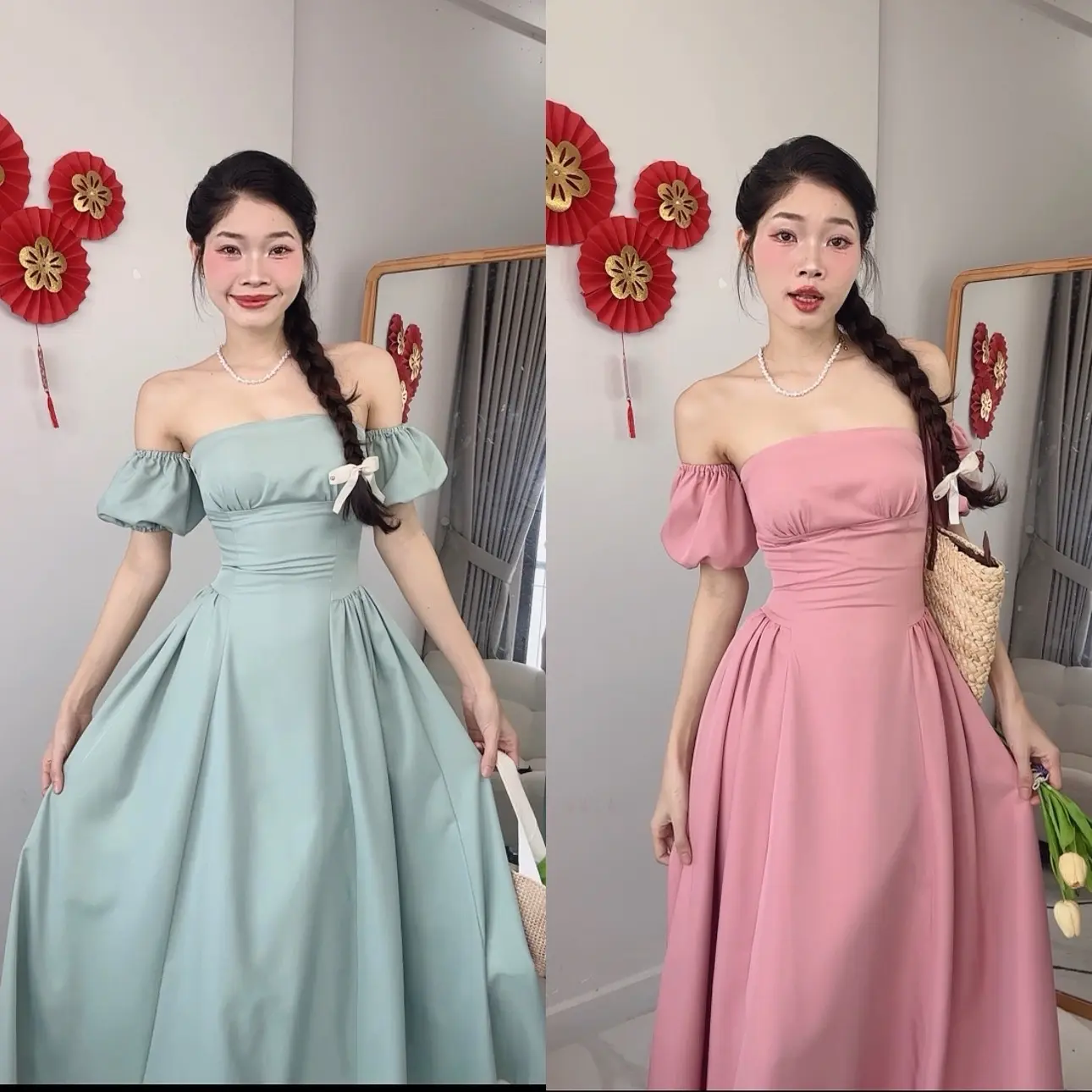 Đầm Cúp Ngực Nhiều Mảnh Thiết Kế Gọn Eo Vải Chéo Hàn Có Mút Nữ Dress Women váy  tiệc Voi Voan