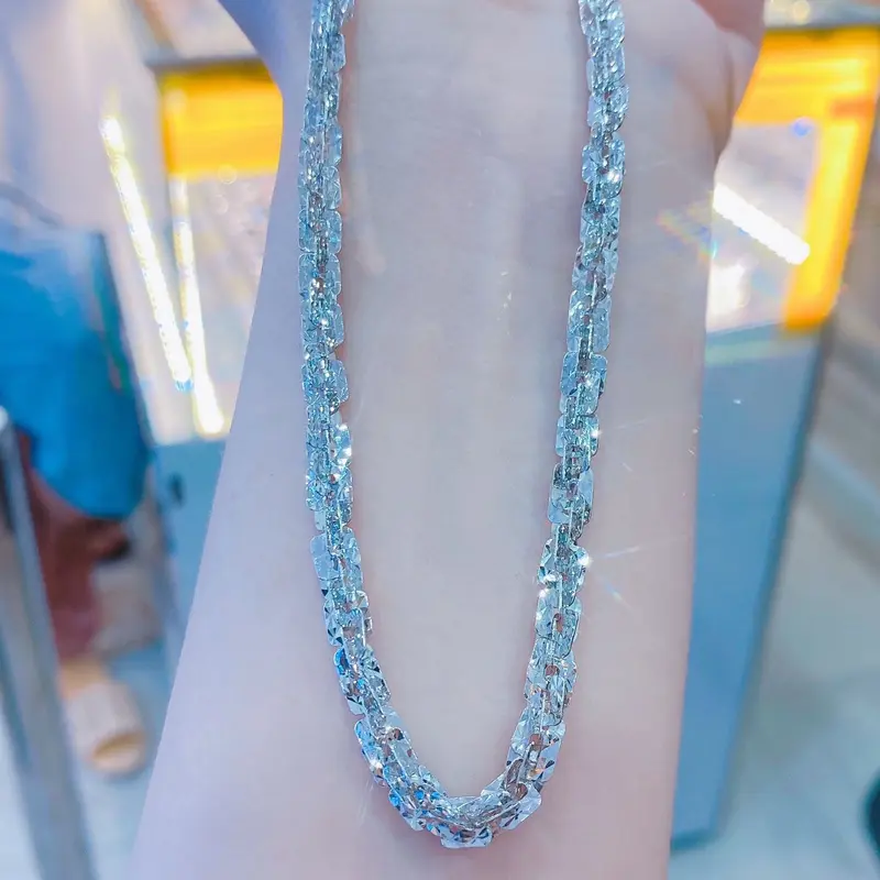 Phụ Kiện Dây Chuyền Xoắn Lá Vuông Đủ Size Unisex Đeo Cổ Bền Sang Trọng Trang Sức Bạc Ý Xi Kim- Bạc Thuận Phát . 2