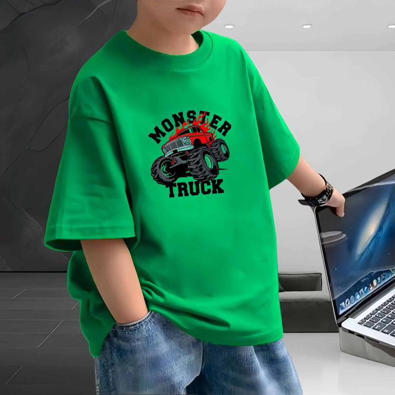 Áo Thun Ngắn Tay Quần Áo Trẻ Em, In Hình Xe Hơi Hoạt Hình Dễ Thương, Áo Dáng Rộng Và Dễ Phối Đồ Xu Hướng, Áo Mỏng, Hàng Mới Về Mùa Hè 2025 3