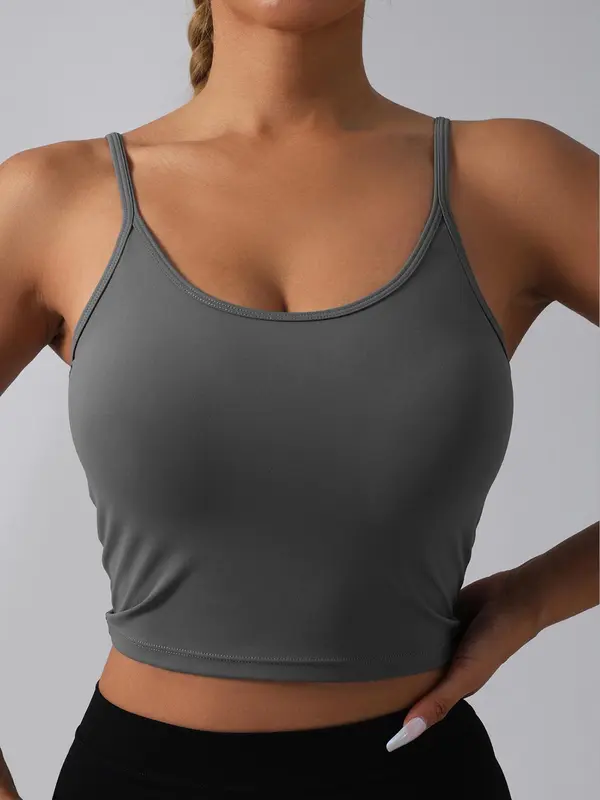 Women's Solid Sports Cami Top, Sports Plain Top, Ladies Sportswear for Indoor Outdoor Wear 8