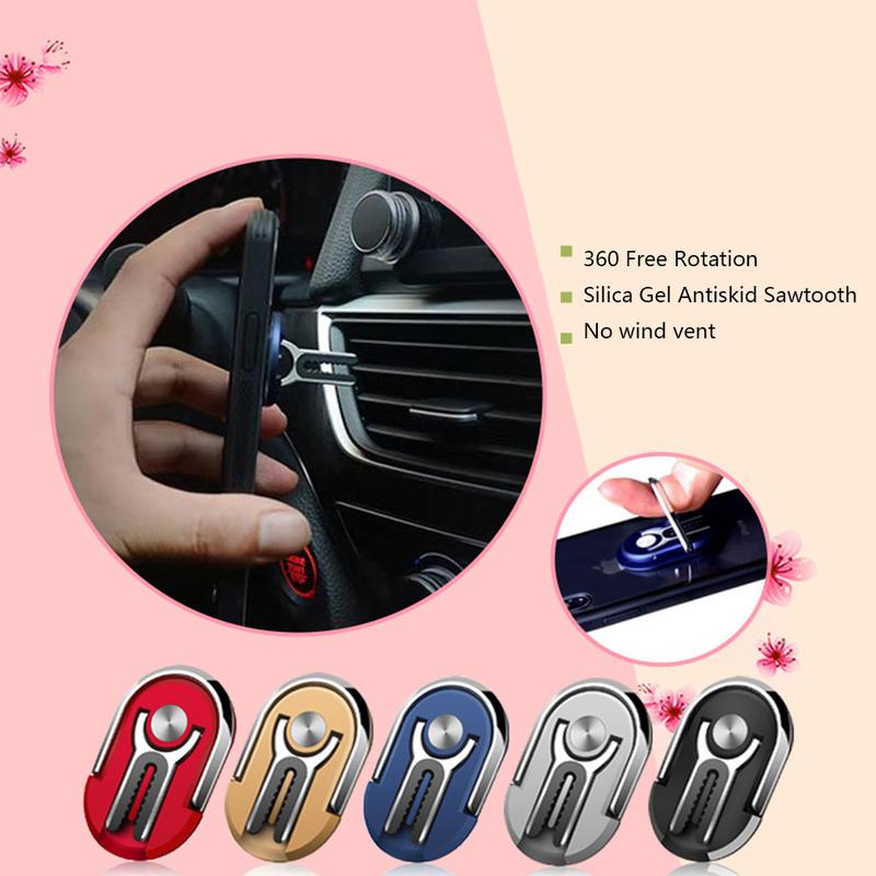 360° Rotation Phone Ring Holder Air Vent Car Metal Ring Grip Smartphone Stand 2