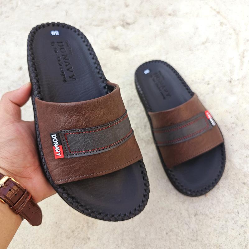Dép Quai Ngang Nam Da DONAVY Cao Cấp, Quai Thiết Kế Cách Điệu, May Quai Và Đế Bao Chắc Chắn N.3CN dép  tommy sanpham moi 2