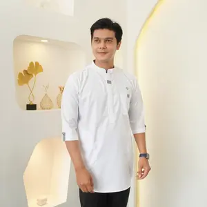 HIMADA OFFICIAL Koko Abrar Pendek 3/4 Dewasa Kurta Baju Muslim Pria Dewasa Polos Lengan Pendek 3/4