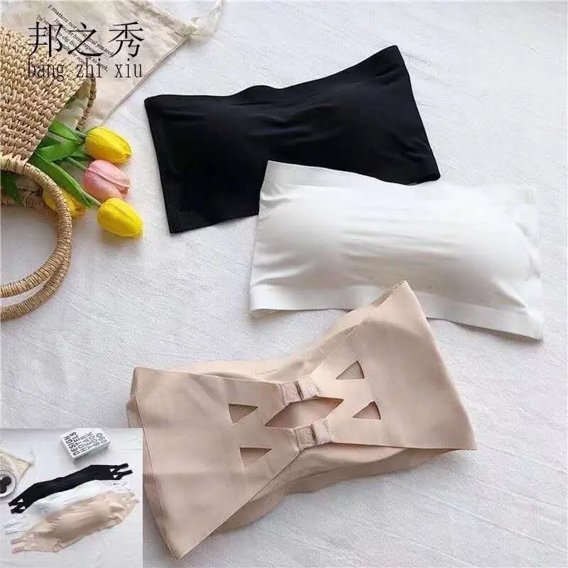 Korean Seamless Tube Bra Ice Silk Strapless Bralette for Women - Womenswear