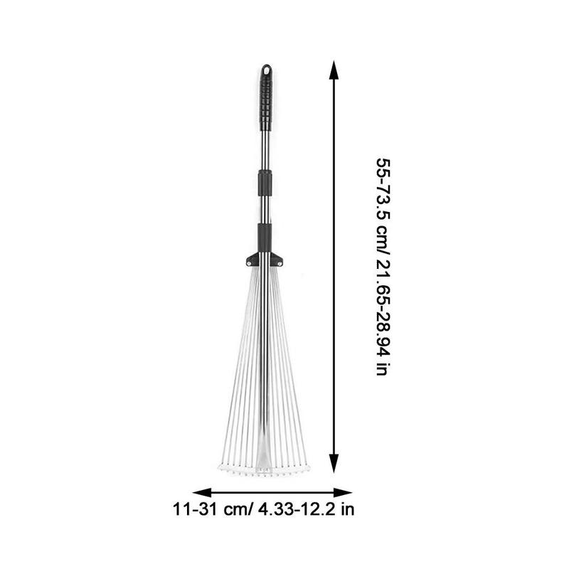 Grass Rake 9 Teeth Stainless Steel Rake Adjustable Steel Rake With Handle Gardening Rake L6K4 4