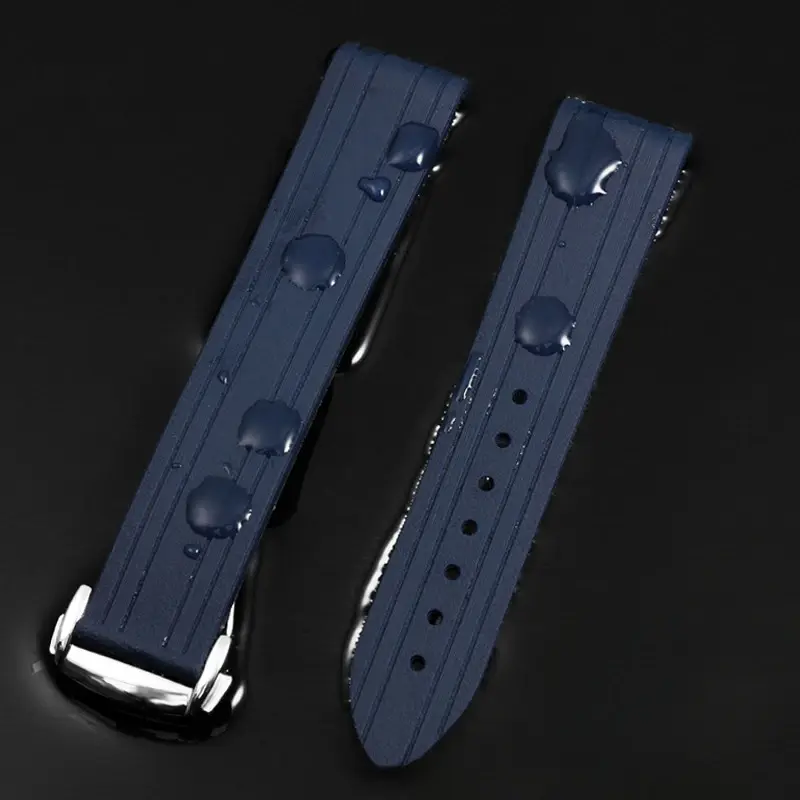 Tali Jam Tangan Getah, Untuk Jam Tangan Omega Seamaster 300 AT150, Tali Jam Berkualiti Tinggi, Gesper Lipat, Hujung Melengkung, Aksesori Jam Tangan, Sesuai untuk Tali Jam Tangan, 【 LI 】