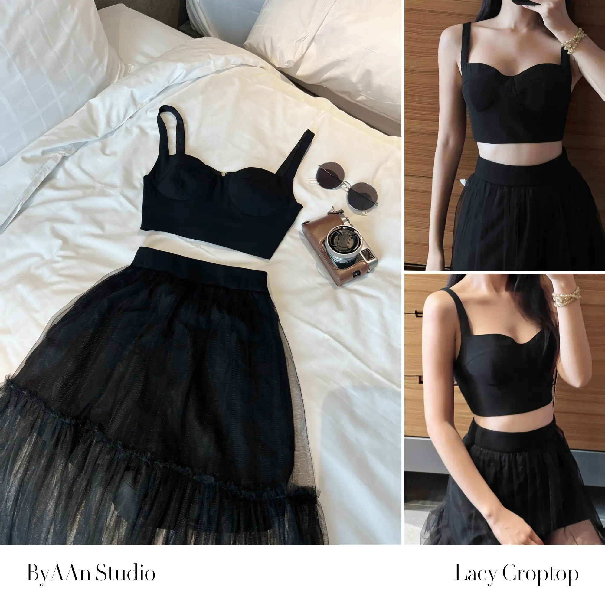 [Ảnh thật] Áo Croptop Tôn Dáng Vải Chéo Hàn Lacy LC01 ByAAn Studio