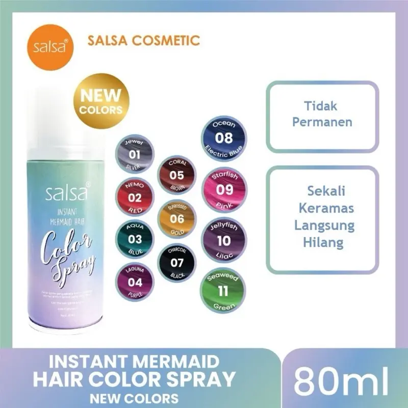 SALSA Instant Mermaid Hair Color Spray / Pilox Rambut / Semir Cat Pewarna Rambut Temporary / Tidak Permanent 7
