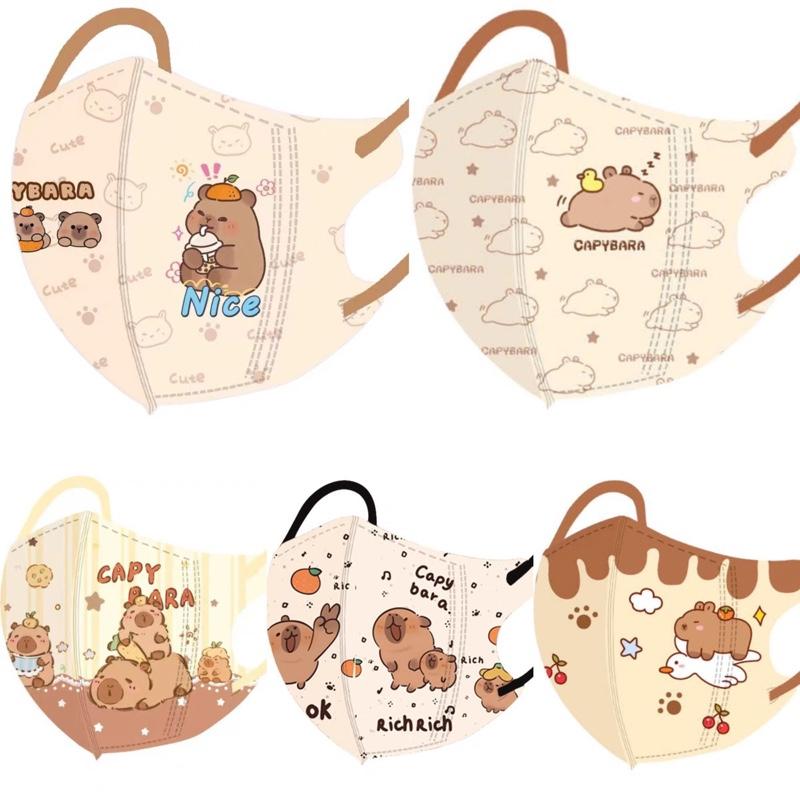 [Combo 50 Cái] Khẩu Trang In Hình Hoạ Tiết Cappybara 4 Size Cho Bé Từ (5-32Kg) Vải Lụa Mềm Mịn