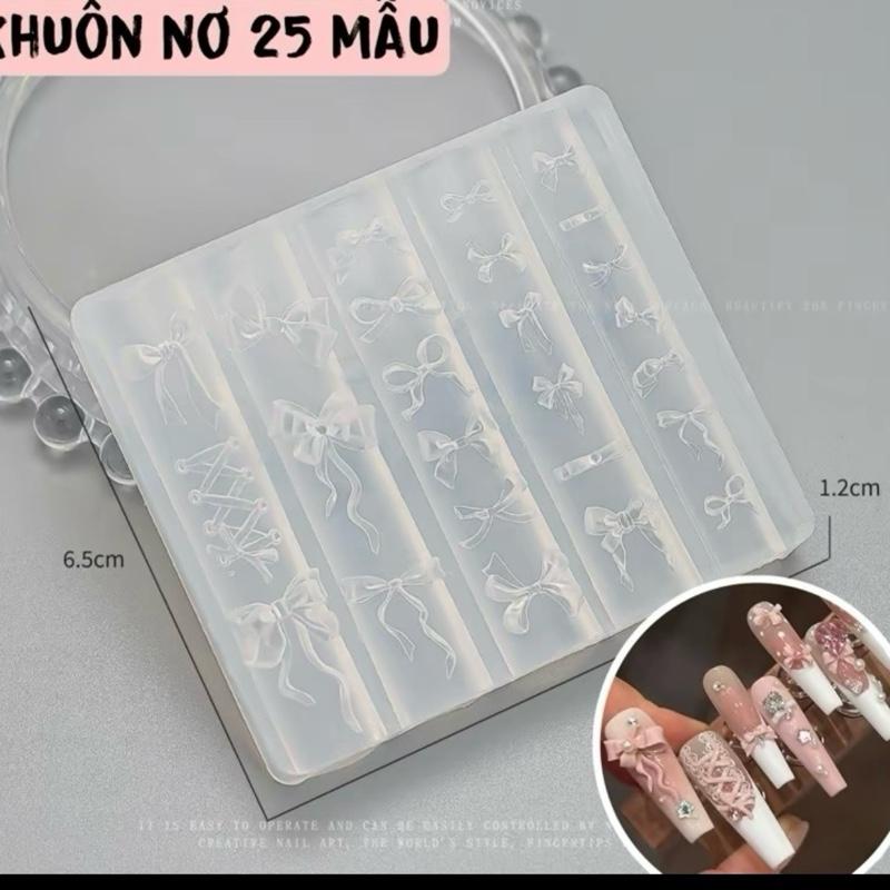 Khuôn silicon làm charm 3D , khuôn nơ cao cấp 25 mẫu, khuôn làm hoa ( có hộp đựng) - Unnie Nails 6