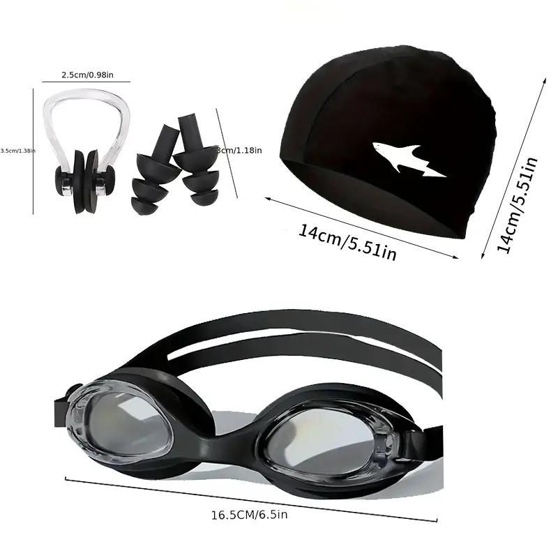 Product Introduction of Swimming Goggles & Nose Clip & Ear Plugs & Hat Set, 1 Set Adjustable Waterproof Goggles, Sports Accessories For Swimming 36