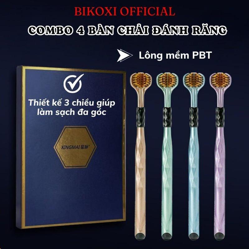 Bộ 4 Bàn Chải Đánh Răng Bikoxi - Lông Mềm, Tay Cầm Nhẹ, Bảo Vệ Lợi