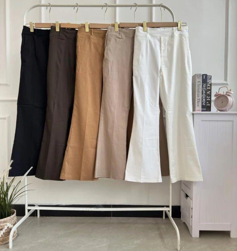 Product Introduction of Celana Cutbray Kancing Casual Basic Wanita Bahan Katun Twill Combed Ukuran Standar Kain Melar Nyaman Panjang Tebal Stretch Baggy Fit 6