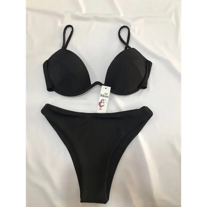 Bikini 2 mảnh gọng nâng khoe  siêu xinh Nhung Thun Đen 2