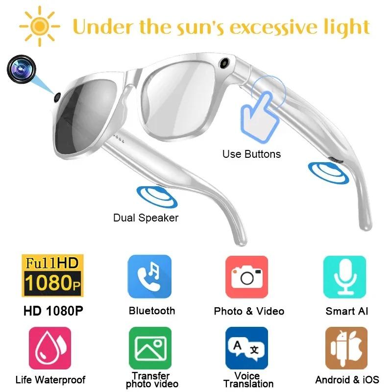 4K AI Smart Photochromic Glasses Camera Bluetooth Call Voice Assistant Music Player Translate Multifunction Glasses for Xiaomi - Image 4