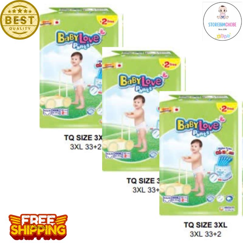 Combo 3g Bỉm tã quần BABY LOVE 3XL33 4XL33 5XL33 Cho Bé Nữ