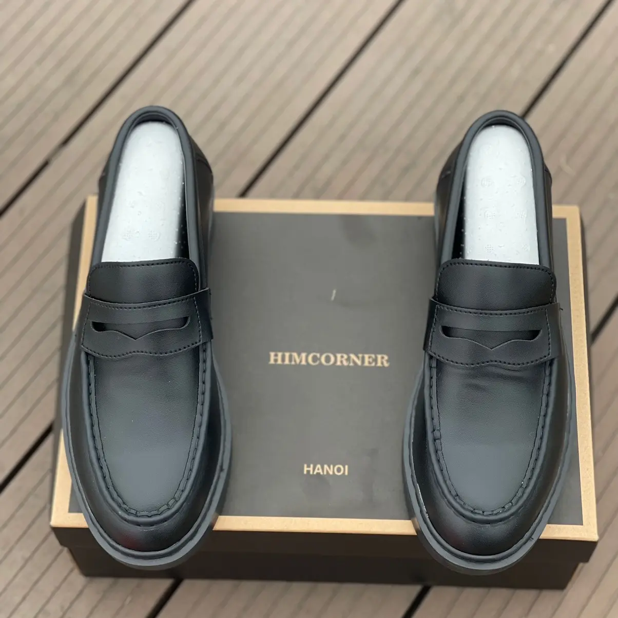 Giày fenny loafer đen cao cấp đế 4cm tặng kèm lót tăng cao