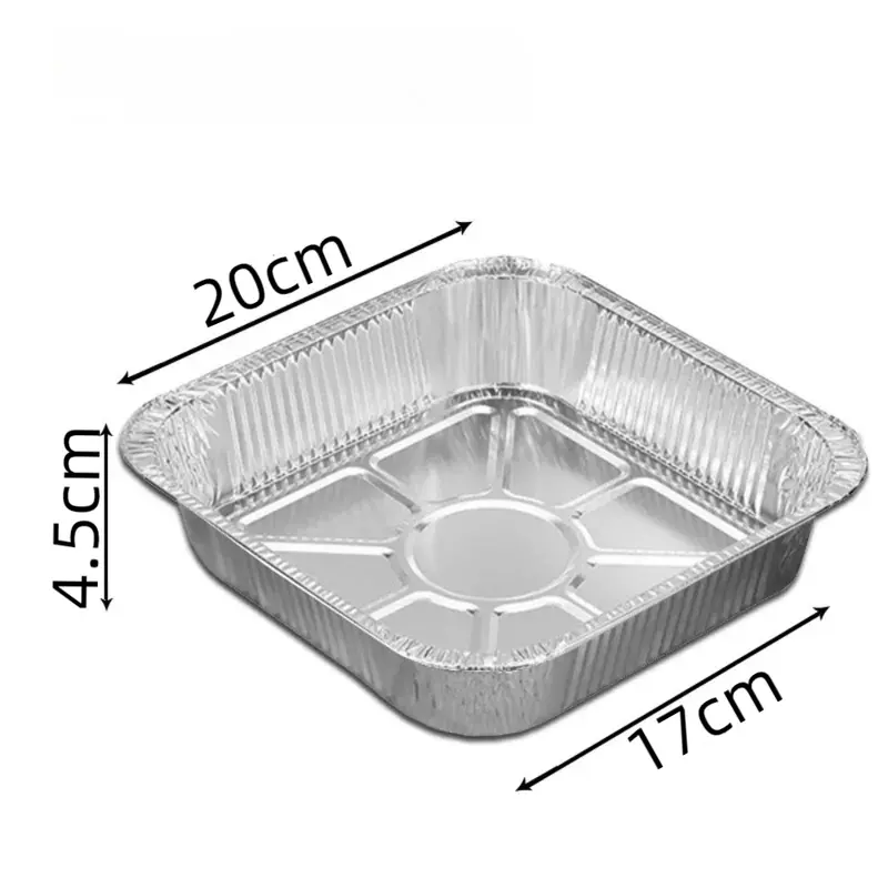 Chảo Giấy Bạc Nhôm Nồi Chiên Không Dầu, 20CM, Hình Vuông, Đồ Dùng Nhà Bếp, Hộp Đựng Thực Phẩm, Khay Chảo Nhỏ Giọt BBQ, Chống Dính, Chống Dầu, Giỏ Hấp 2