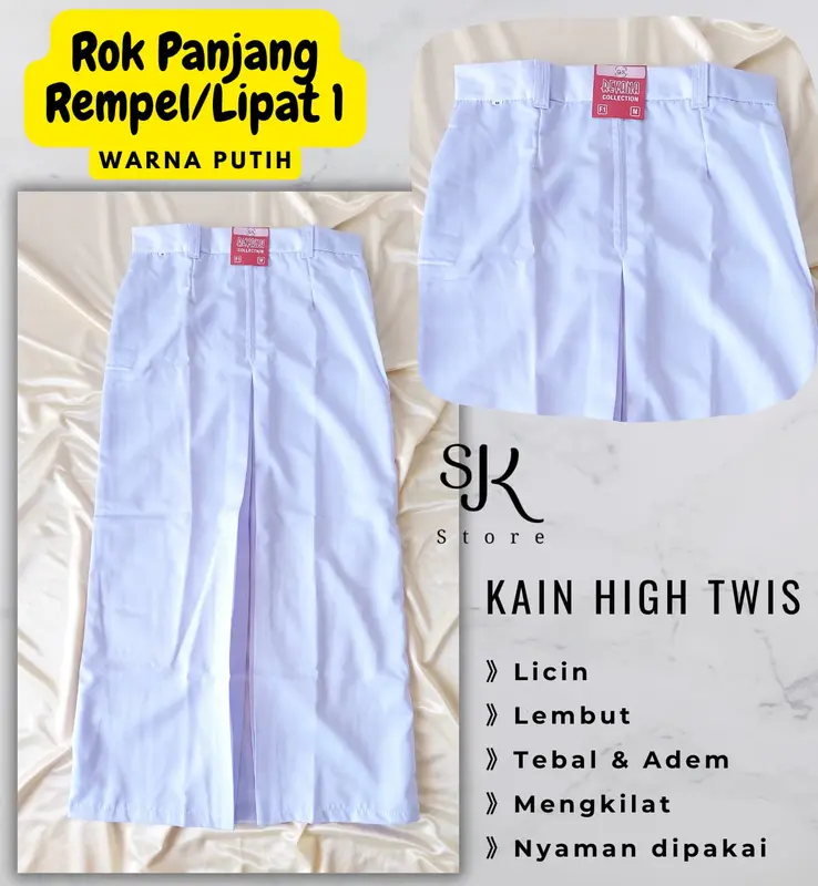 Rok Panjang Span / Lipat Satu Seragam Sekolah SMP dan SMA Kain Hightwis Licin Nyaman 5