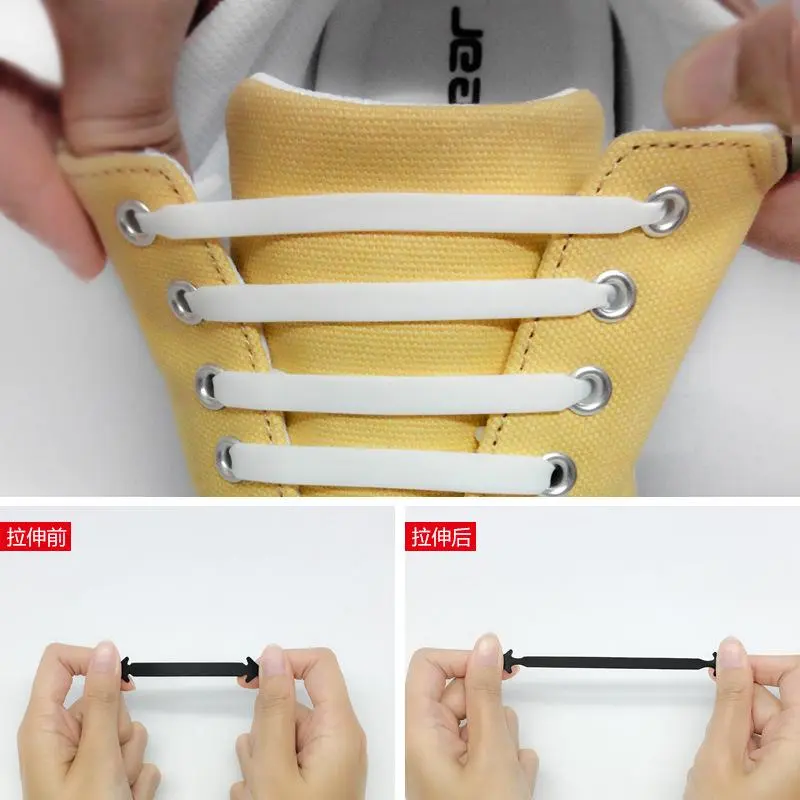 Dây Giày Silicon Lười Hình Mũi Tên, 12 Chiếc, Dây Giày Co Giãn, Thiết Kế Sáng Tạo, Không Buộc Leather 3