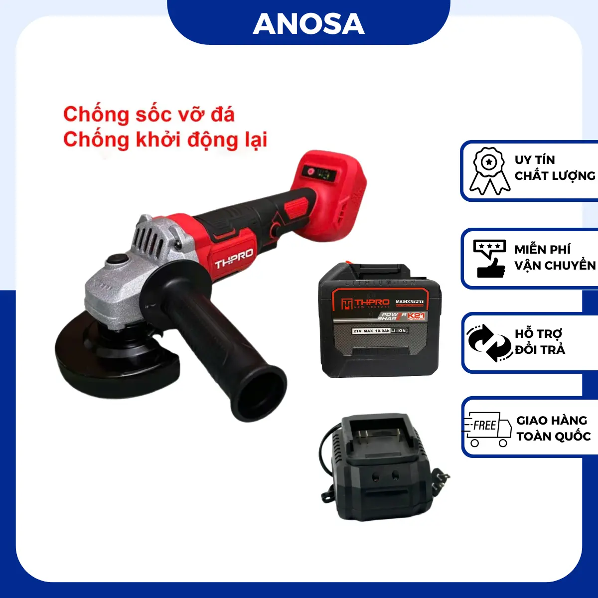 Máy Mài Pin THPRO Động Cơ Không Chổi Than Chân Pin Phổ Thông Lõi Đồng
