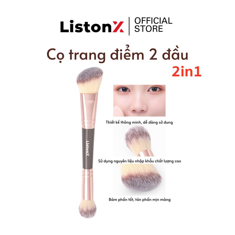   MUA 2 TẶNG 1  Cọ trang điểm hai đầu cao cấp 2in1  Lông siêu mềm  ListonX | Cọ má hồng và tạo khối trong một cây cọ | Tặng 1 bông mút trang điểm khi mua 2 sản phẩm bất kỳ 