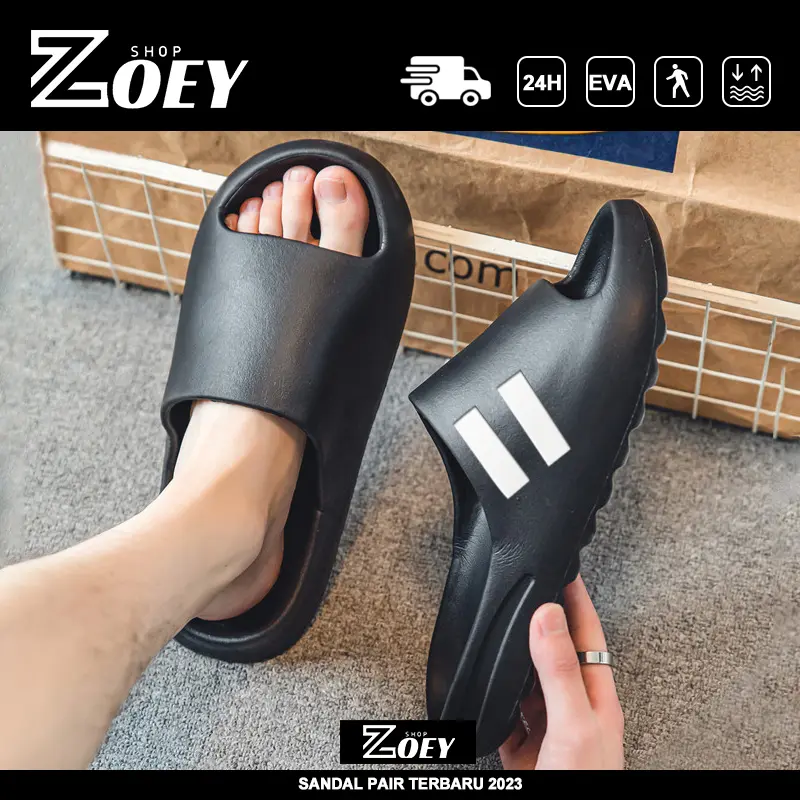 Sandal selop pria karet cowok empuk terbaru Sandal slop pria dewasa keren murah Sandal slip on pria kekinian EVA