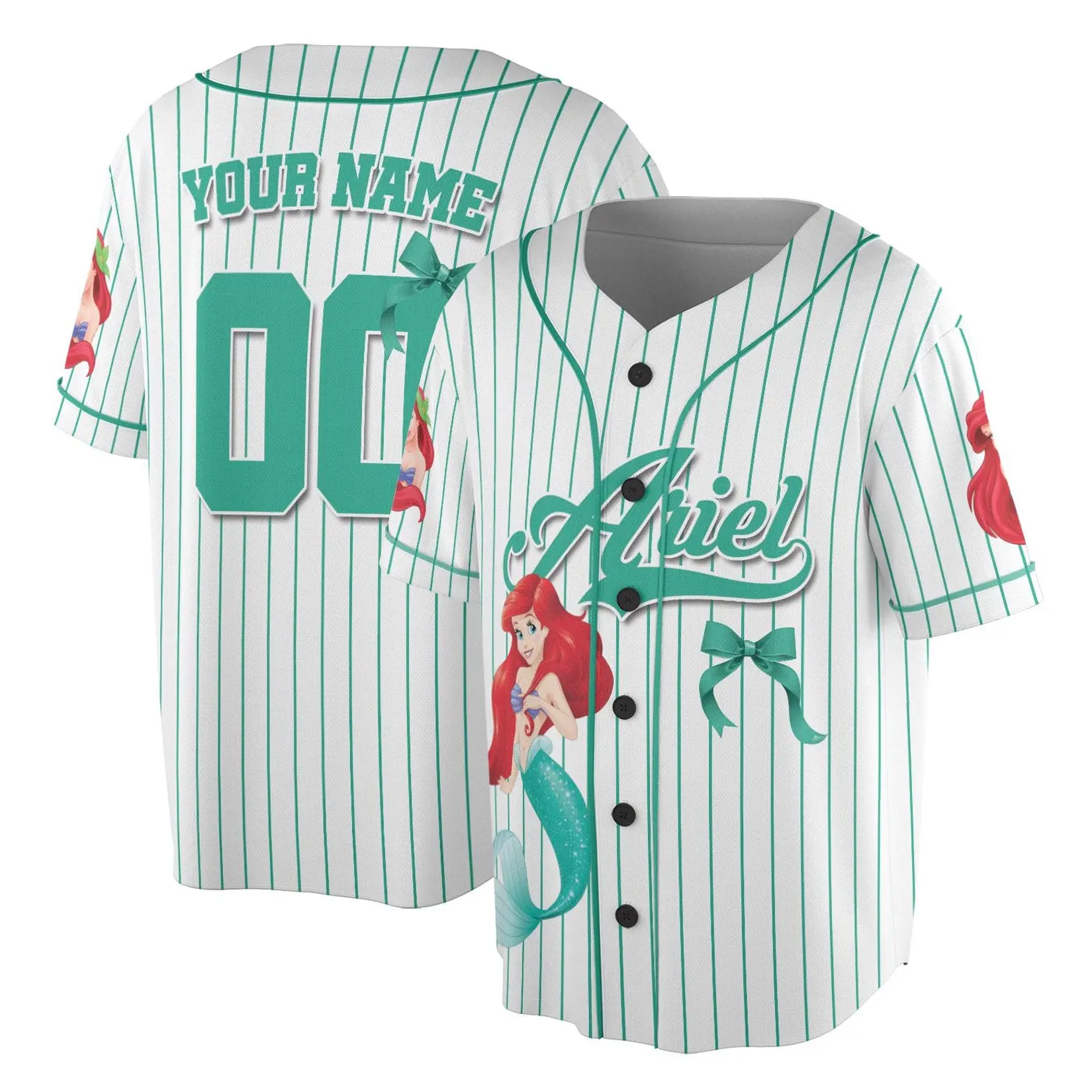 Custom Ocean Princess Baseball Jersey, Matching Kid & Adult Fan Shirt, Undersea Birthday Gift