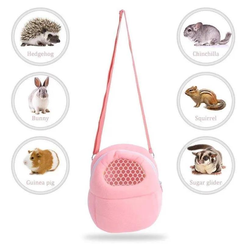 Hamster Travel Carrier Bag Chinchilla Guinea Pig Bunny Breathable Carrier Cage Warm Soft Travel Walking Small Animal Carrier 4