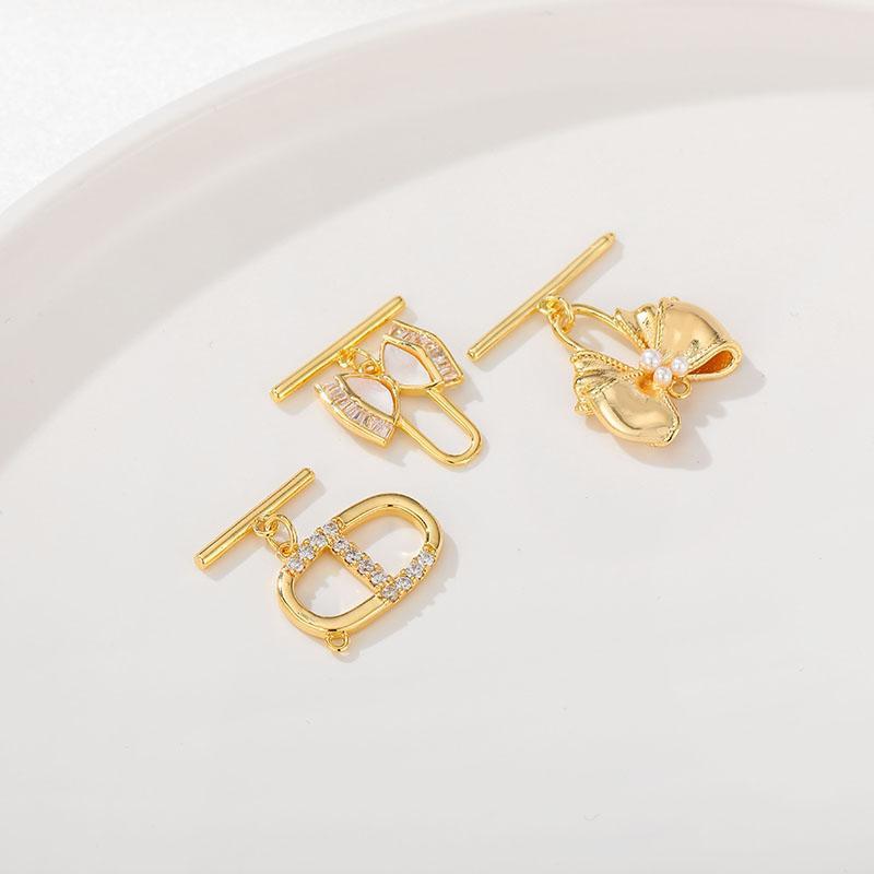 Product Introduction of OT buckle, beads, 18K, gold-plated, 2 sets, wholesale, DIY, ZF-88,color preservation, inlay, bow tie, handmade, bracelet, necklace, connecting buckle 10