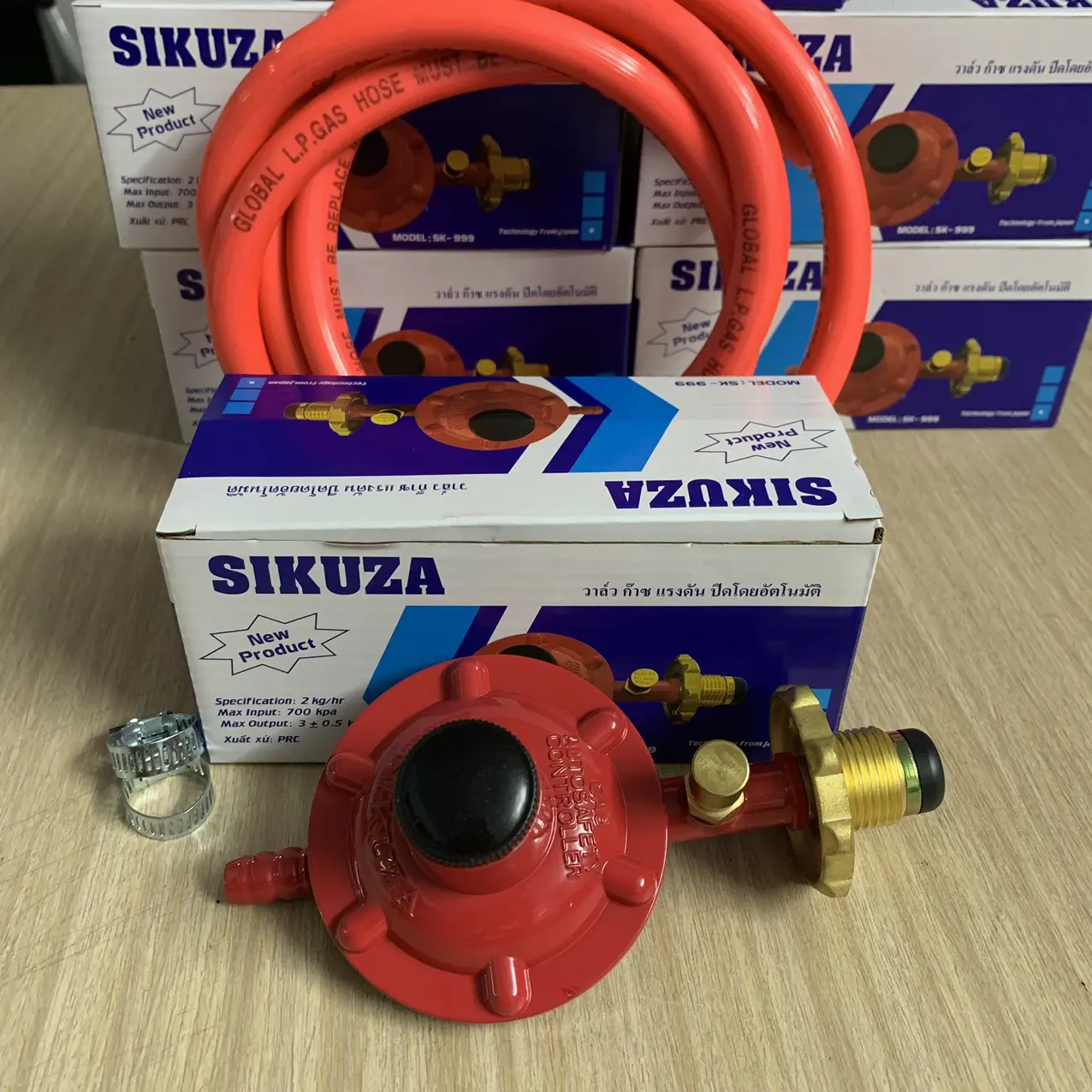 Van Gas Tự Đông Ngắt SIKUZA Tay Vặn Bằng Đồng Thau Kèm Dây Gas Tặng kèm 2 Cổ Dê siết