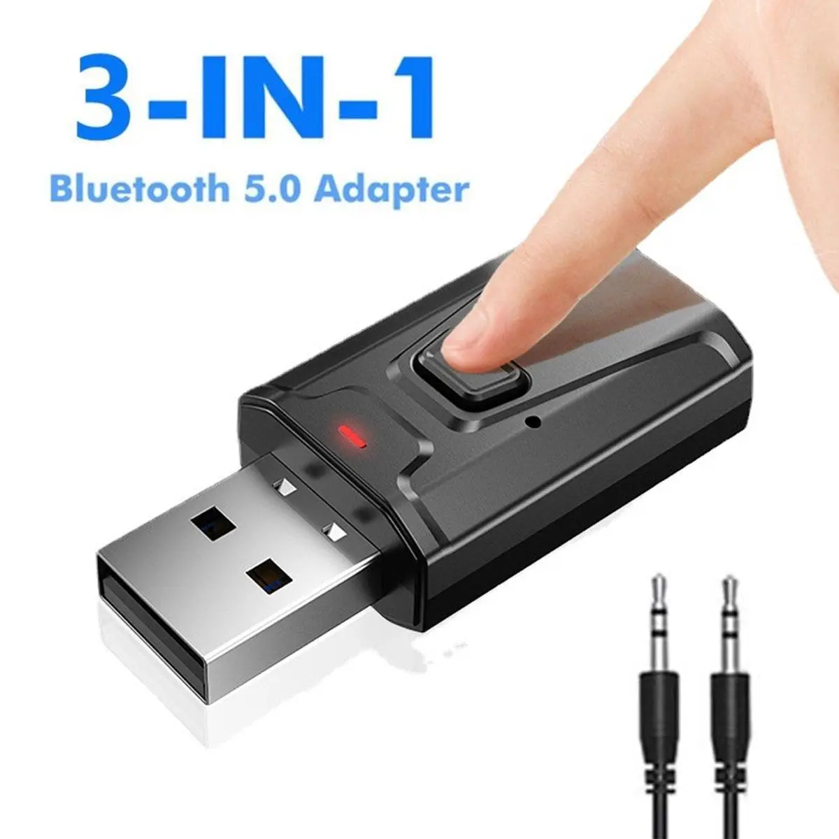 Bộ phát bộ thuBluetooth 5.0, 3 trong 1, Mini Stereo, AUX, USB, bộ điều hợp âm thanh không dây 3,5 mm, Tương thích với TV, tai nghe ô tô Nghe Nhạc Phụ Kiện