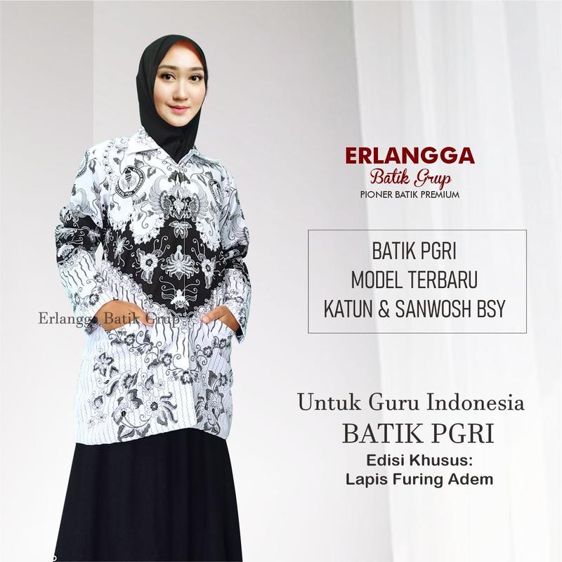 Seragam Batik PGRI Pria Wanita Terbaru Full Furing Erlangga Group 0