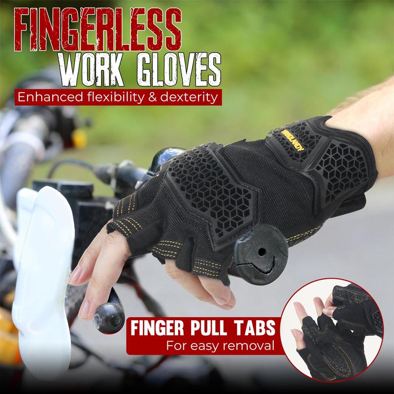 Fingerless Tactical Gloves, 1 Pair Non-slip Work Gloves with Finger Pull Tabs, Mechanical Gloves, Driver Gloves, Universal Cycling Gloves 4