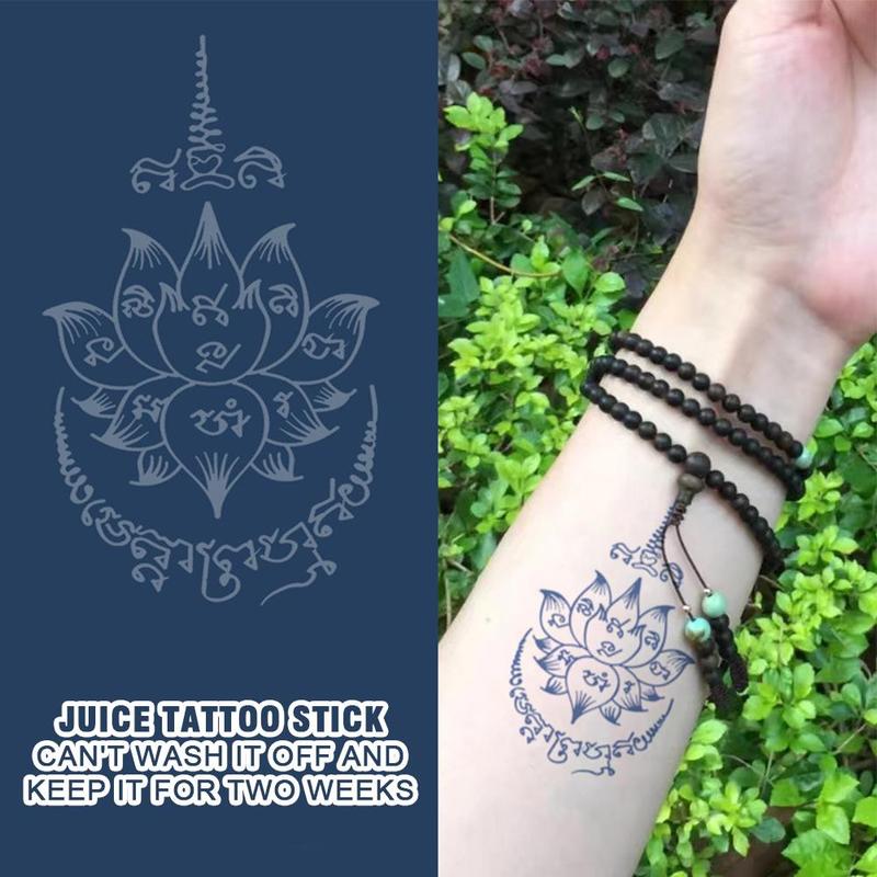 Product Introduction of SemiPermanent Thailand Tattoo Waterproof Spike Juice Herbal Stickers with Star Scripture Buddha B1Z5 47
