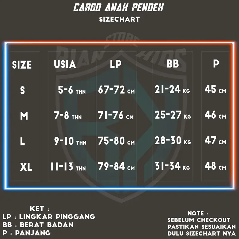 Celana Anak Cargo Doreng Pendek 5-12 tahun by POLHO DENIM 8