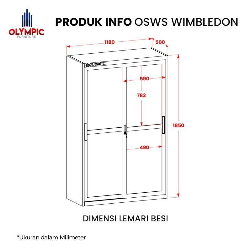 Olymsteel OSWS WIMBLEDON / Lemari Sliding Pakaian Besi / Steel Wardrobe / Lemari Penyimpanan / Putih Modern Minimalis 4