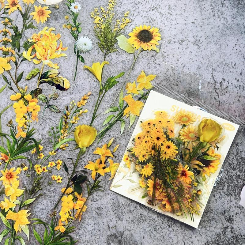 40pcs/pack Flower Pattern Sticker, Waterproof Decorative Sticker For DIY Scrapbook Water Bottle 4