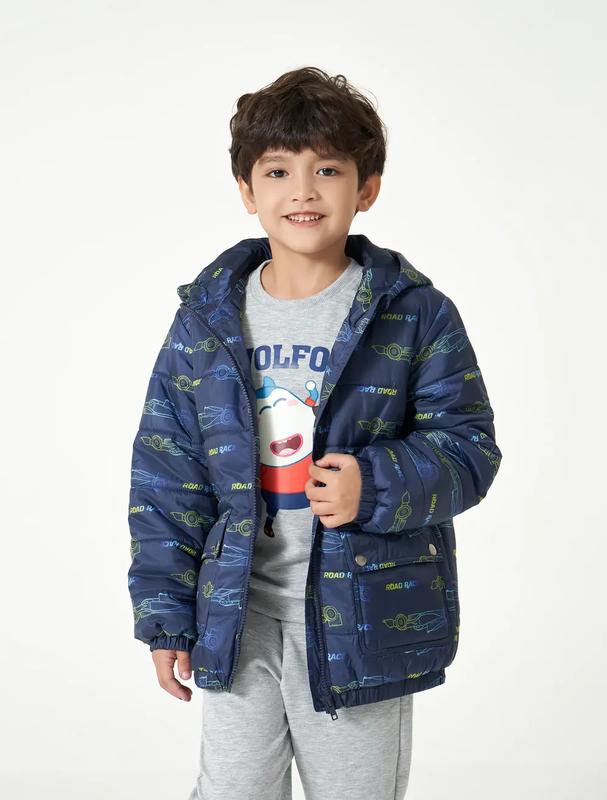 Áo khoác chần bông bé trai có mũ CANIFA 2OT23W006