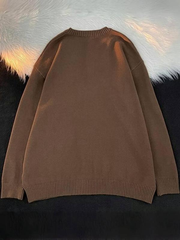 Men's Solid Color Half Button Drop Shoulder Sweater, Loose Casual Long Sleeve Round Neck Jumper for Fall & Winter, Men's Knitwear for Daily Wear 1