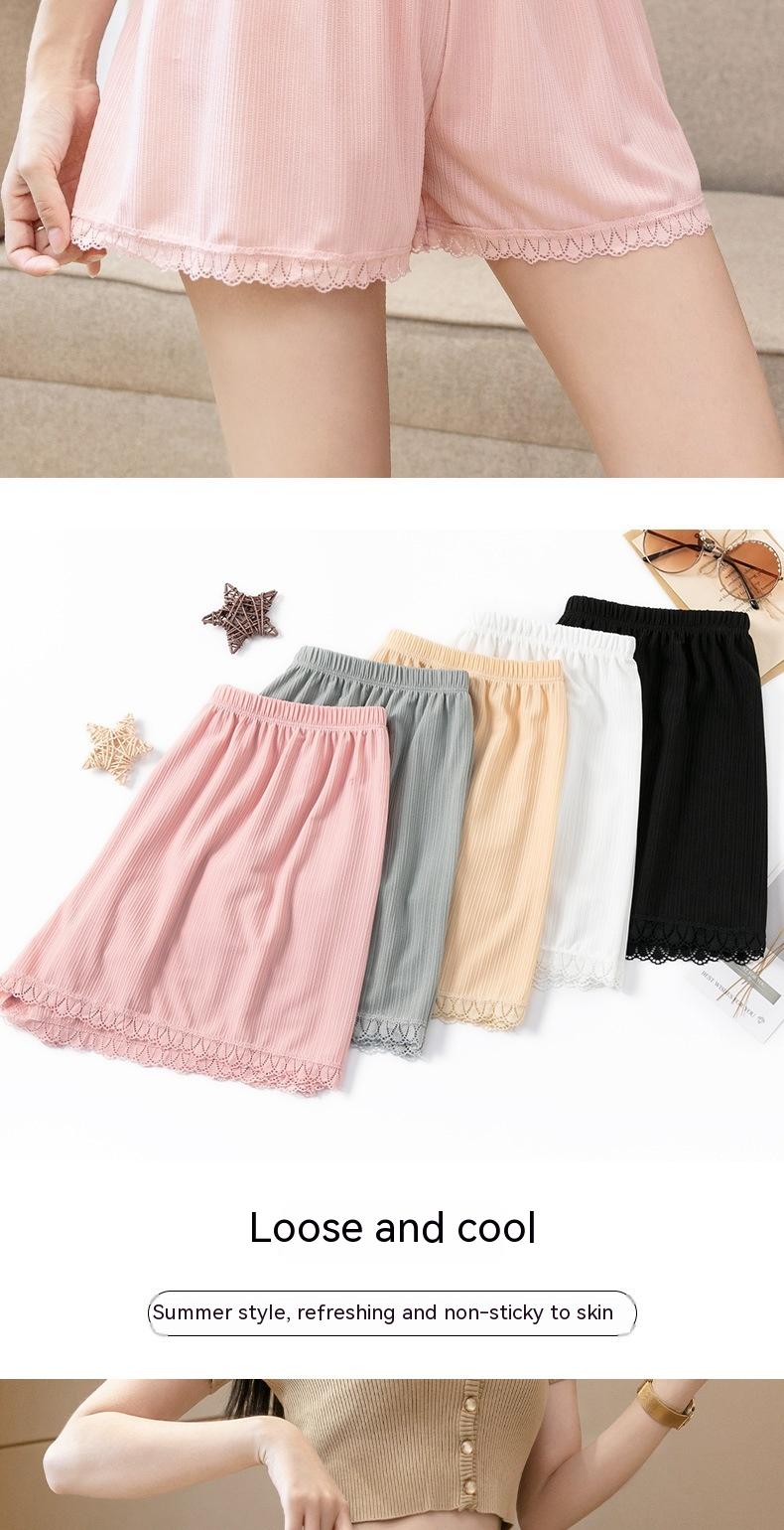 Product Introduction of [Golden PotatoWomen's Wear] Loose Ice Silk Safety Pants Women's Large Size Anti-Exposure Can Be Worn outside Thin Base Shorts Lace High Waist Safety Pants Women Womenswear Panty Lingerie Comfort Basic Minimalist 6