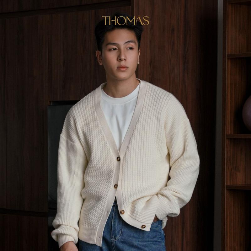 Áo Khoác Len Nam Cardigan Dài Tay THOMAS Premium Henry Cardigan Đan Dệt Thừng Chính Hãng Thomas Stu CA01