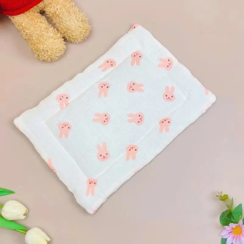 Gối Xô Muslin Cho Bé Sơ Sinh Hạt Đậu, Gối Trần Bông Nhung Đỗ Mềm Mại, Êm Ái Cho Bé 3