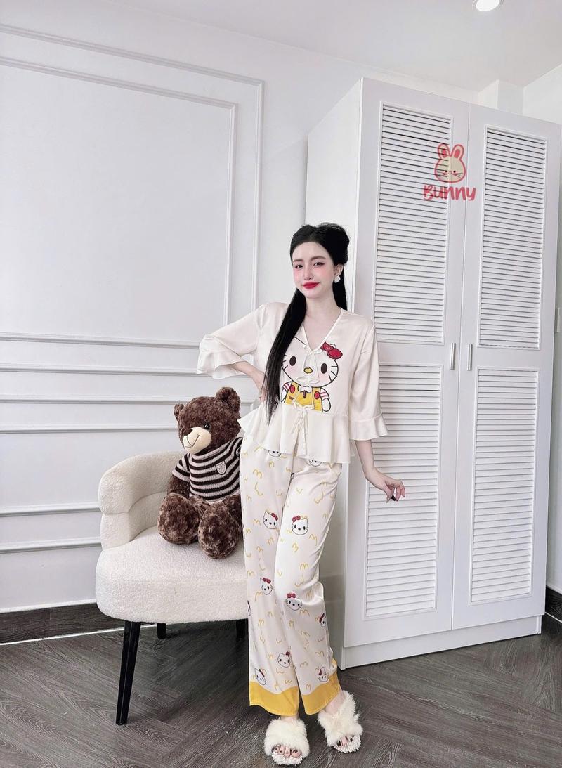 Product Introduction of Pyjama TNQD form babydoll - tay lỡ - chất liệu lụa latin - size <58kg Nữ 12