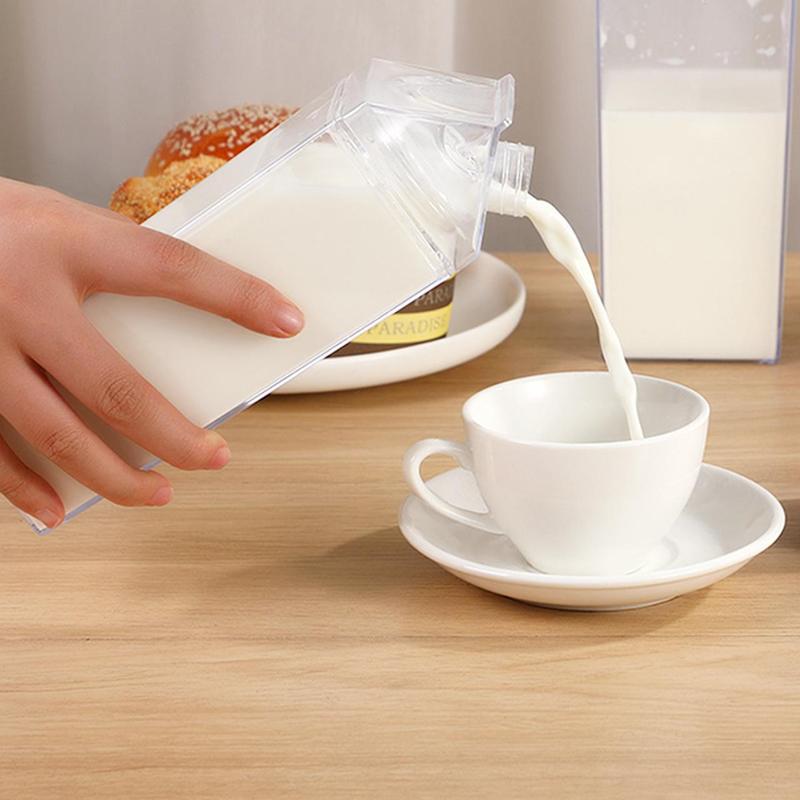 Milk Box Design Water Bottle, 1 Count Clear Portable Large Capacity Drinking Cup For School Camp Office 5
