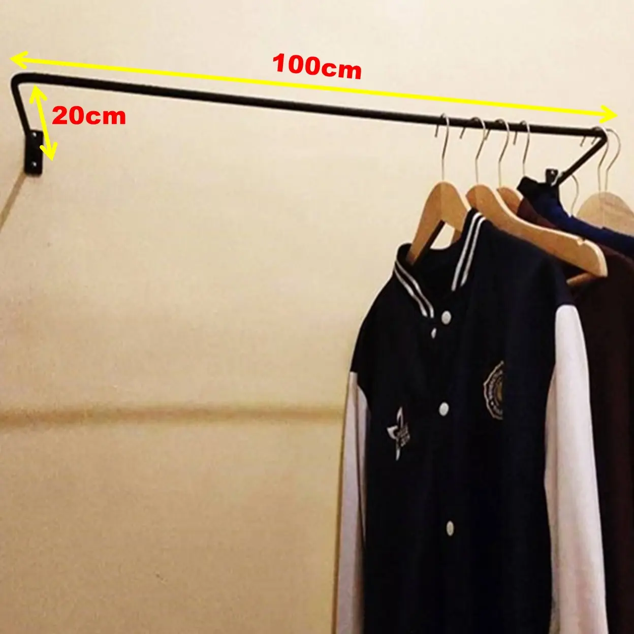 Gantungan Baju Dinding 100cm x 20cm - Gantungan Baju Tembok - Gantungan Tempel Dinding - Gantungan Tempel Tembok - Castok Gantungan Baju Dinding - Castok Gantungan Pakaian Tembok - Castok Gantungan Pakaian Besi - Gawang Baju Dinding Handuk
