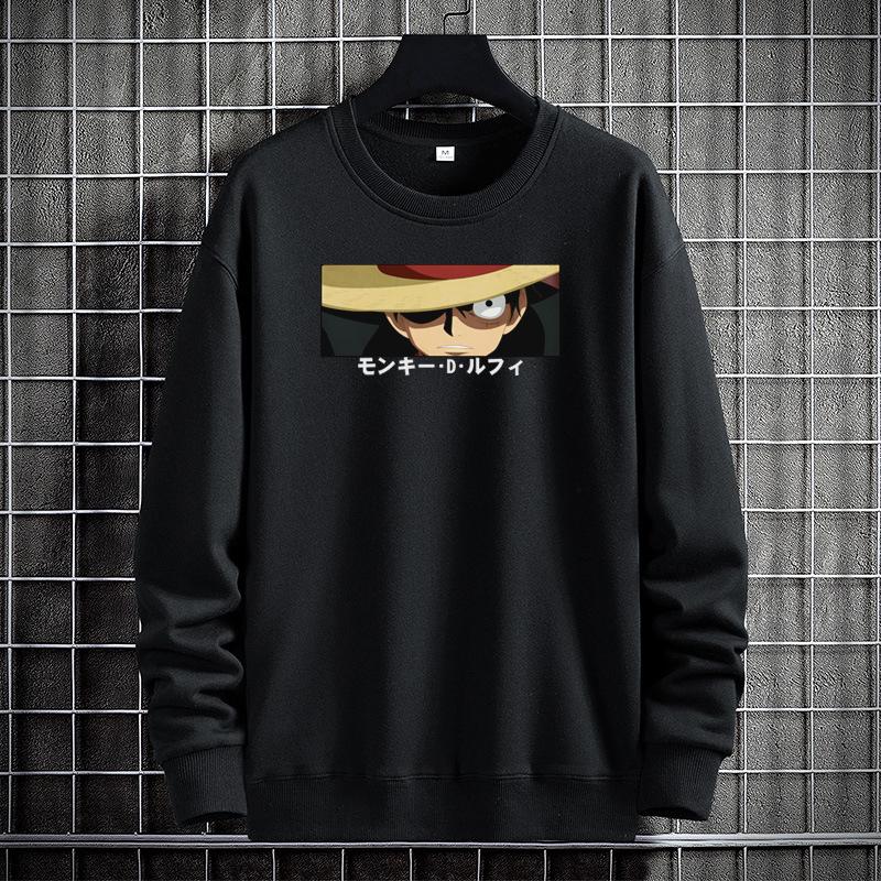 Sweater Oversize Crewneck Anime NVX02 Basic Pria/Wanita/Remaja/Dewasa Cowok Cewek Black Sweater 5