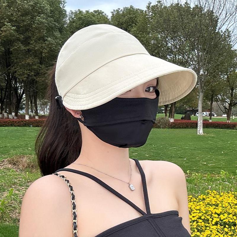 Mũ Chống Nắng, Nửa Đầu Hàn Quốc, Mũ Bucket Đi Bộ Đường Dài Hai Vai, Mũ Mềm Vành Lớn, Thời Trang, Làm Bằng Bông, Thích Hợp Cho Các Hoạt Động Thường Ngày Mũ Lông Ngựa, Mũ Tai Xếp Ly Cho Nữ 5